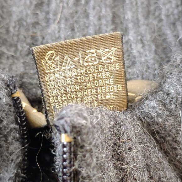 Inis Crafts Merino Wool Fisherman Sweater L Grey Cable Knit Full Zip Ireland - Picture 6 of 6